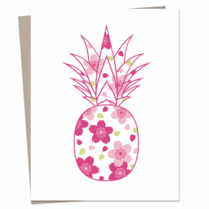 Pineapple w/Sakura Greeting Card