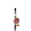 Ajisai charm pen with lavender hydrangea flower charm and purple bead accents on black Pilot Juice gel pen