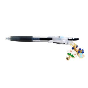 Full view of Fuurin – Wind Chime Charm Pen by love MIREI with sakura Fuji-san and blue omamori enamel charms