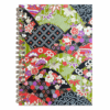 Rinko washi notebook cover showing vibrant collage panels with florals and geometric patterns on chiyogami paper