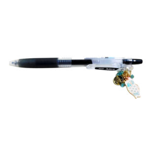 Full view of Chibi Koi Charm Pen by love MIREI with enamel koi charm and turquoise bead accents