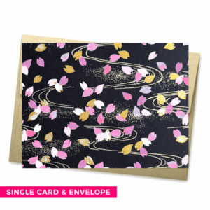 YURIKO BLACK Single Washi Note Card