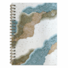Nagame washi notebook cover showing landscape-inspired layers of teal, olive green, and sand on chiyogami paper