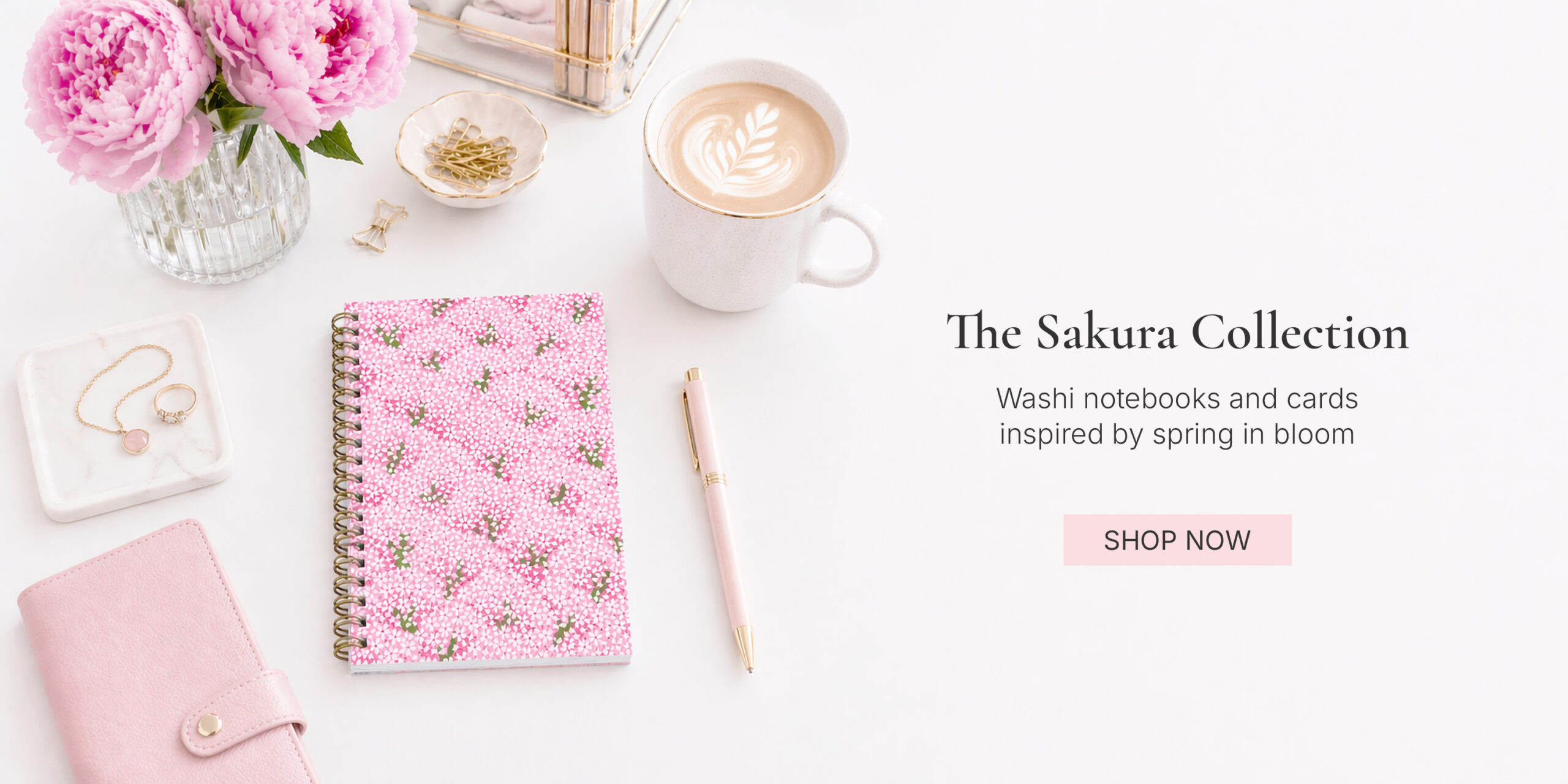 Sakura Collection washi notebook and stationery flat lay by Emi Ink