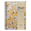 Misato Yellow Washi Notebook with pink and white sakura blossoms on warm golden yellow background