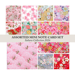 2026 Sakura Assorted Mini Washi Note Card Set featuring ten cherry blossom designs