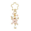 Sakura glam bag charm with pink enamel flower, pearl beads, and gold sakura clasp by love MIREI