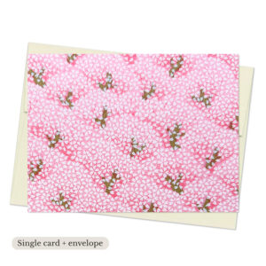 Sakurano Washi Note Card with scattered pink sakura blossoms and delicate branches on soft pink background
