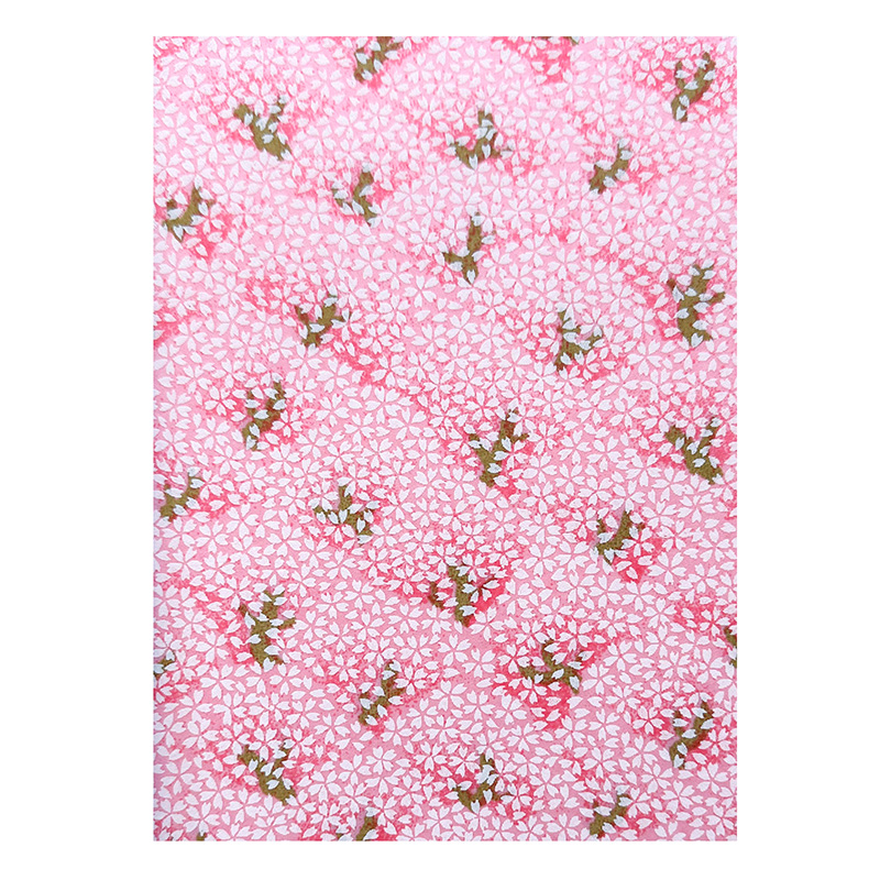 Sakurano washi pattern with scattered pink sakura blossoms and delicate branches on soft pink background