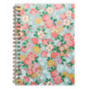 Suzuha Mint washi notebook cover with pink and yellow sakura blossoms on soft mint green background