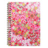 Temari Sakura washi notebook cover with colorful sakura blossoms and temari-inspired patterns on vibrant pink background