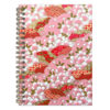 Tsukiko Pink washi notebook cover with layered sakura blossoms and flowing scalloped patterns in soft pink and red tones