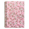 Yuka Pink washi notebook cover with scattered sakura blossoms in pink, blue, and cream on soft blush pink background