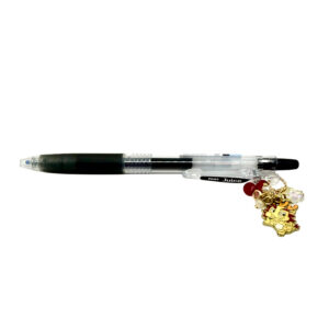 Dragon zodiac charm pen by love MIREI featuring an enamel dragon charm, red bead accents, and black Pilot Juice gel pen