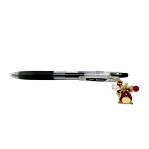Rat zodiac charm pen by love MIREI featuring an enamel rat charm, red bead accents, and black Pilot Juice gel pen