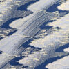 arami_washipattern Arami Japanese chiyogami pattern with deep blue background, cream abstract wave shapes, fine hatched linework, and soft metallic accents