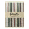 Kōshi Mori Japanese washi note card set with earthy green, brown, black, and cream stripe chiyogami pattern and natural paper belly band