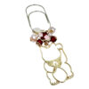 Gold Maneki Neko charm clip with pink and red beads, sakura omamori charm, and gold-plated jumbo paper clip