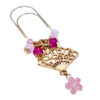 sakurafancharmclip Gold sakura fan charm clip with pink enamel sakura charm, fuchsia and pink beads, and gold-plated jumbo paper clip