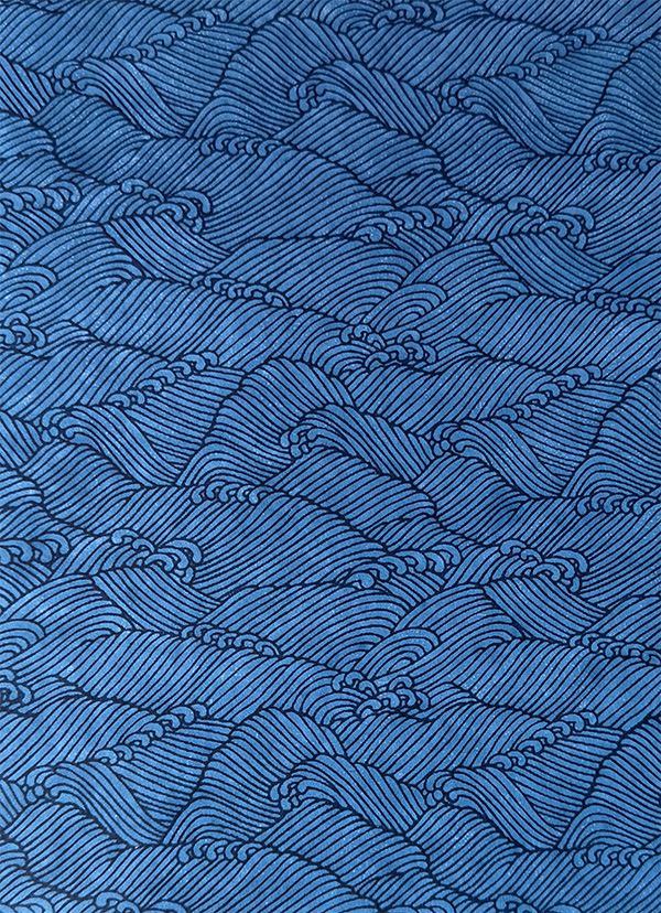 yuunami_washipattern Yuunami Japanese chiyogami pattern with repeating blue waves, deep indigo linework, and flowing layered texture
