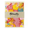 tsurubloomred_washinotecardset_ccn Tsuru & Bloom Red washi note card set with kraft paper band, featuring red Japanese chiyogami with cranes, kiku flowers, pink, yellow, white, and gold accents.
