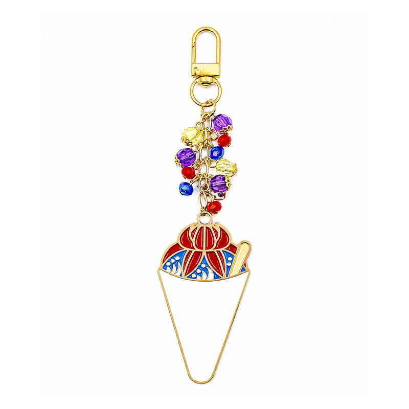 hanagasashaveice_bagcharm_main Hanagasa Shave Ice Bag Charm adorned with multicolored glass beads