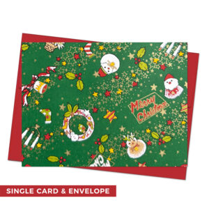Christmas Green Single Washi Note Card