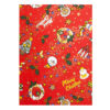 Red Japanese chiyogami washi with snowmen, wreaths, holly, stars and Christmas motifs